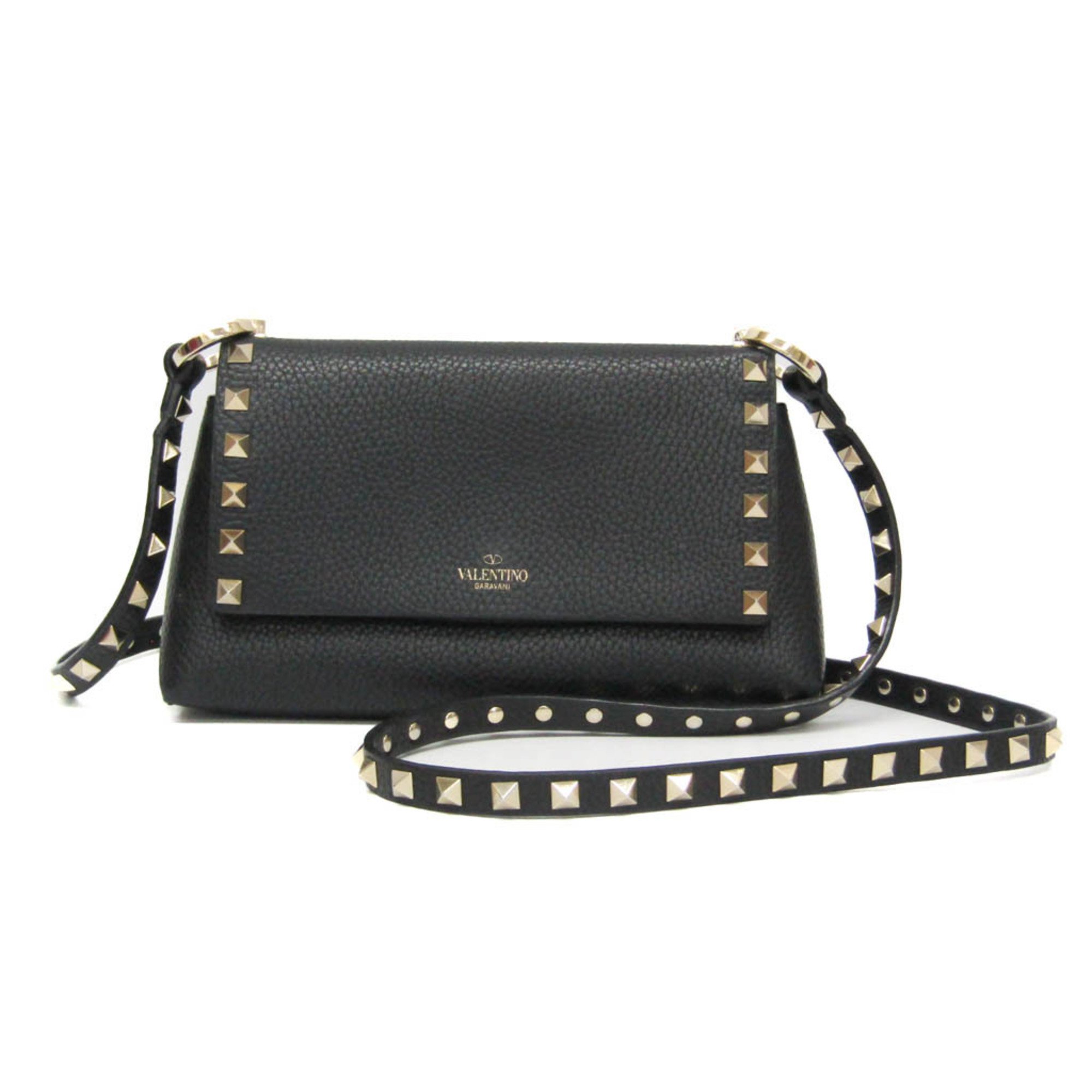 Valentino Garavani Rockstuds Women's Leather Shoulder Bag Black