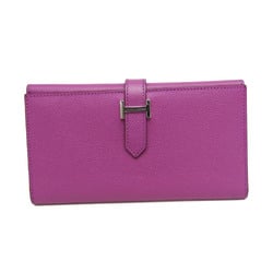 Hermes Bearn Women's Epsom Leather Long Wallet (tri-fold) Purple