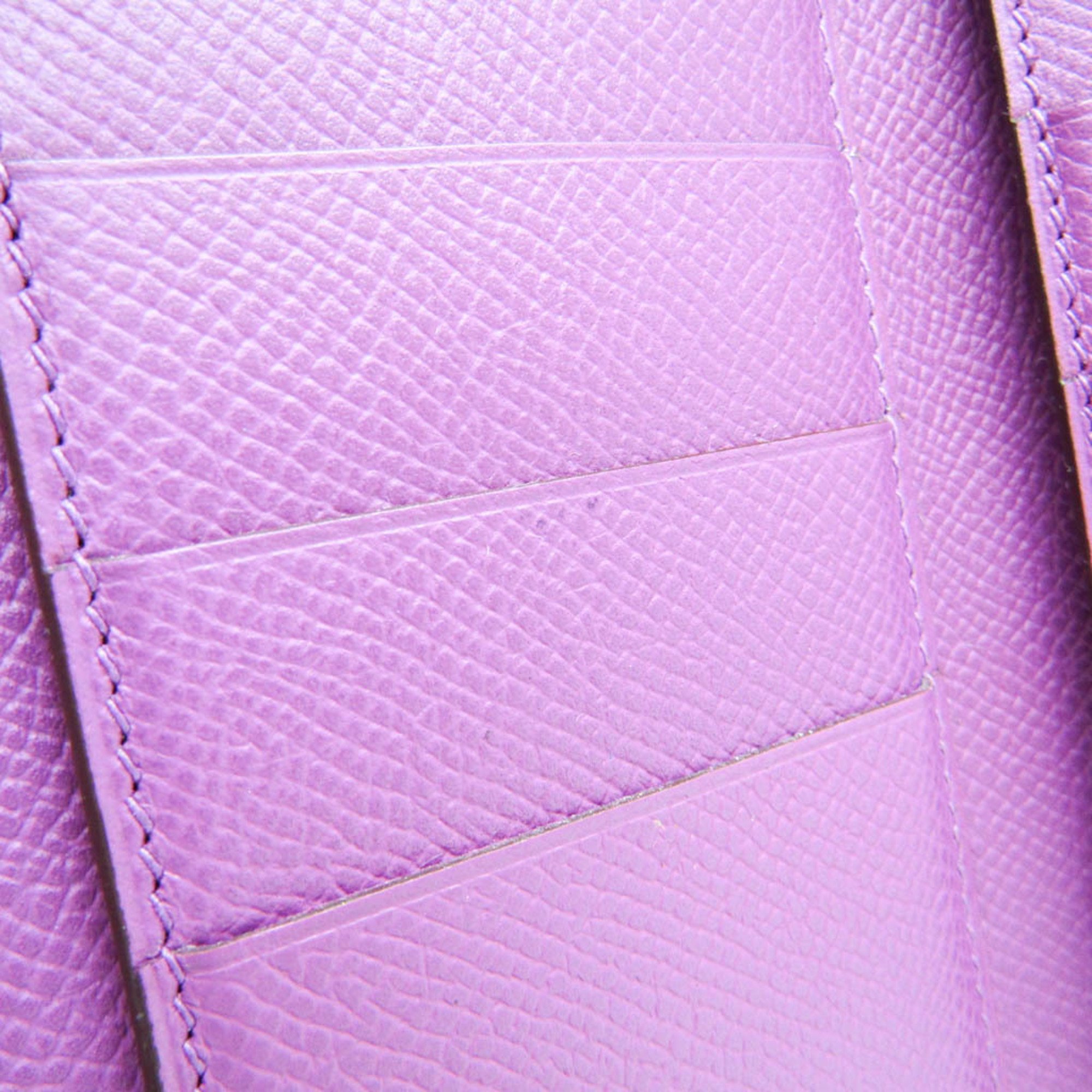 Hermes Bearn Women's Epsom Leather Long Wallet (tri-fold) Purple