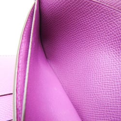 Hermes Bearn Women's Epsom Leather Long Wallet (tri-fold) Purple