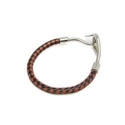 Hermes Jumbo Intrecciato Leather,Metal Bangle Black,Brown,Silver