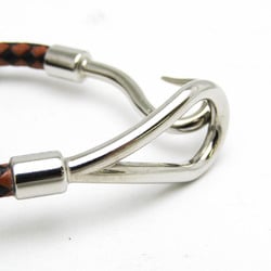 Hermes Jumbo Intrecciato Leather,Metal Bangle Black,Brown,Silver