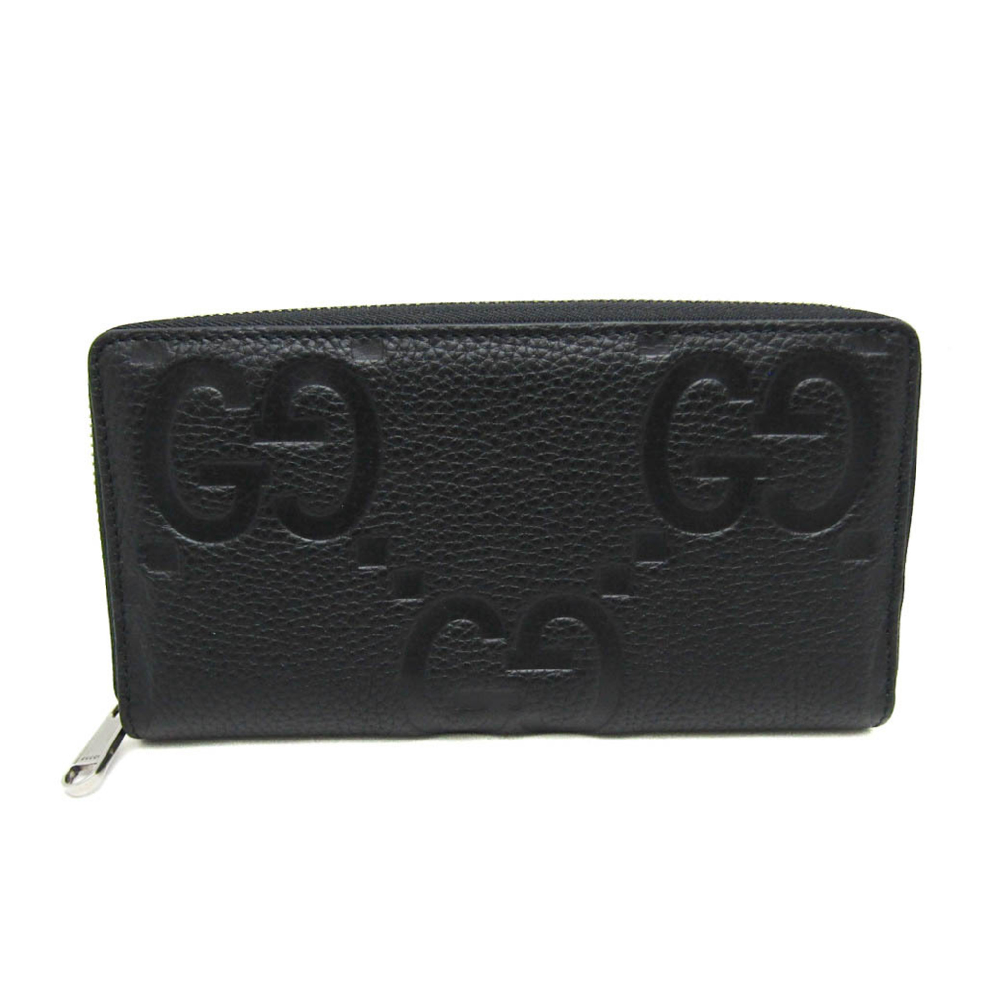 Gucci Jumbo GG 739484 Men,Women Leather Long Wallet (bi-fold) Black