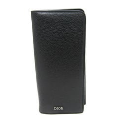 Christian Dior Logo Women,Men Leather Long Wallet (bi-fold) Black