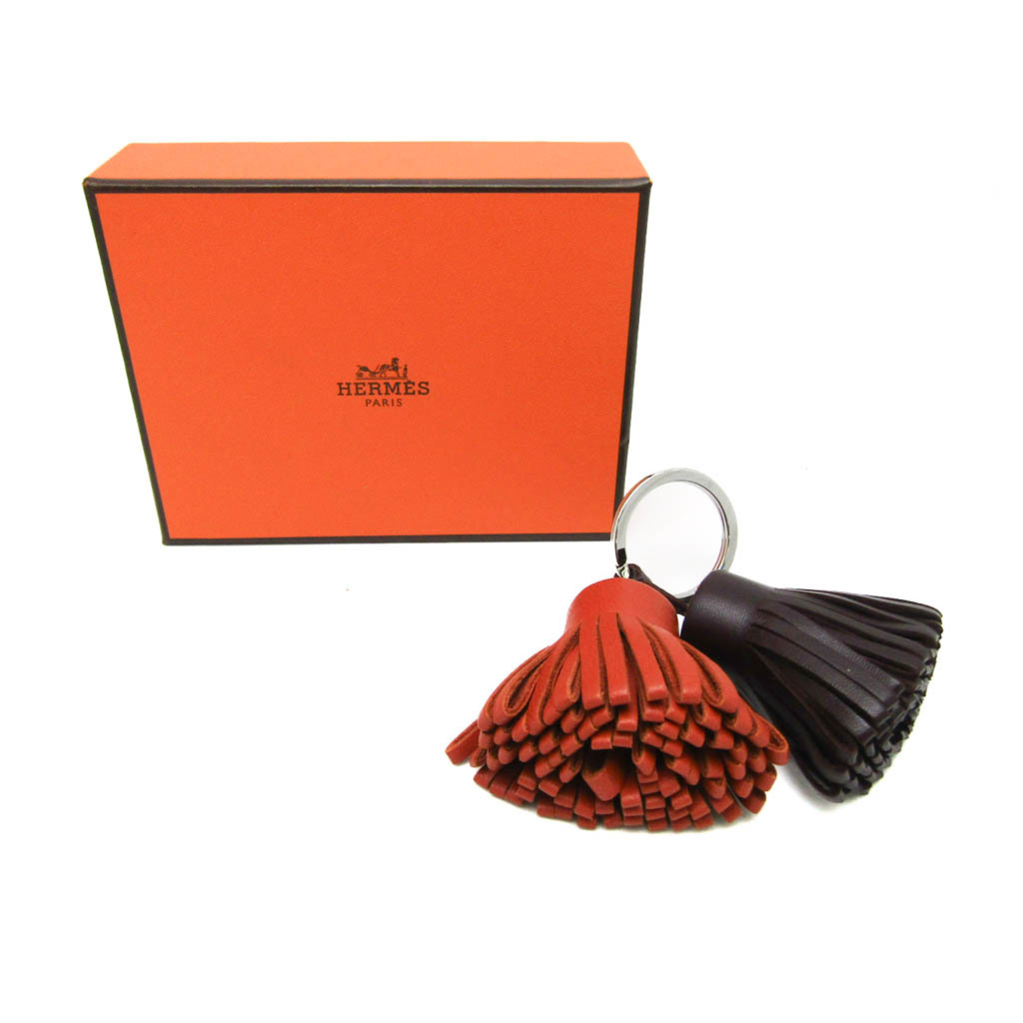 Hermes Carmen Uno Dos Keyring (Dark Brown,Orange,Silver)