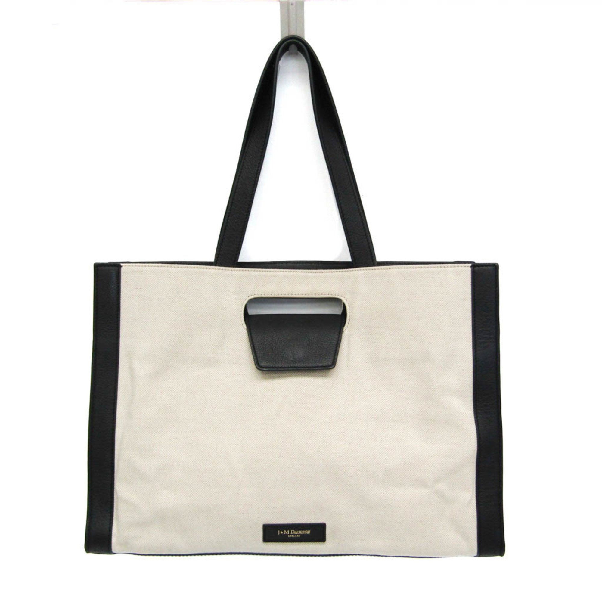 J&M Davidson Women's Leather,Canvas Handbag,Shoulder Bag Black,Off-white