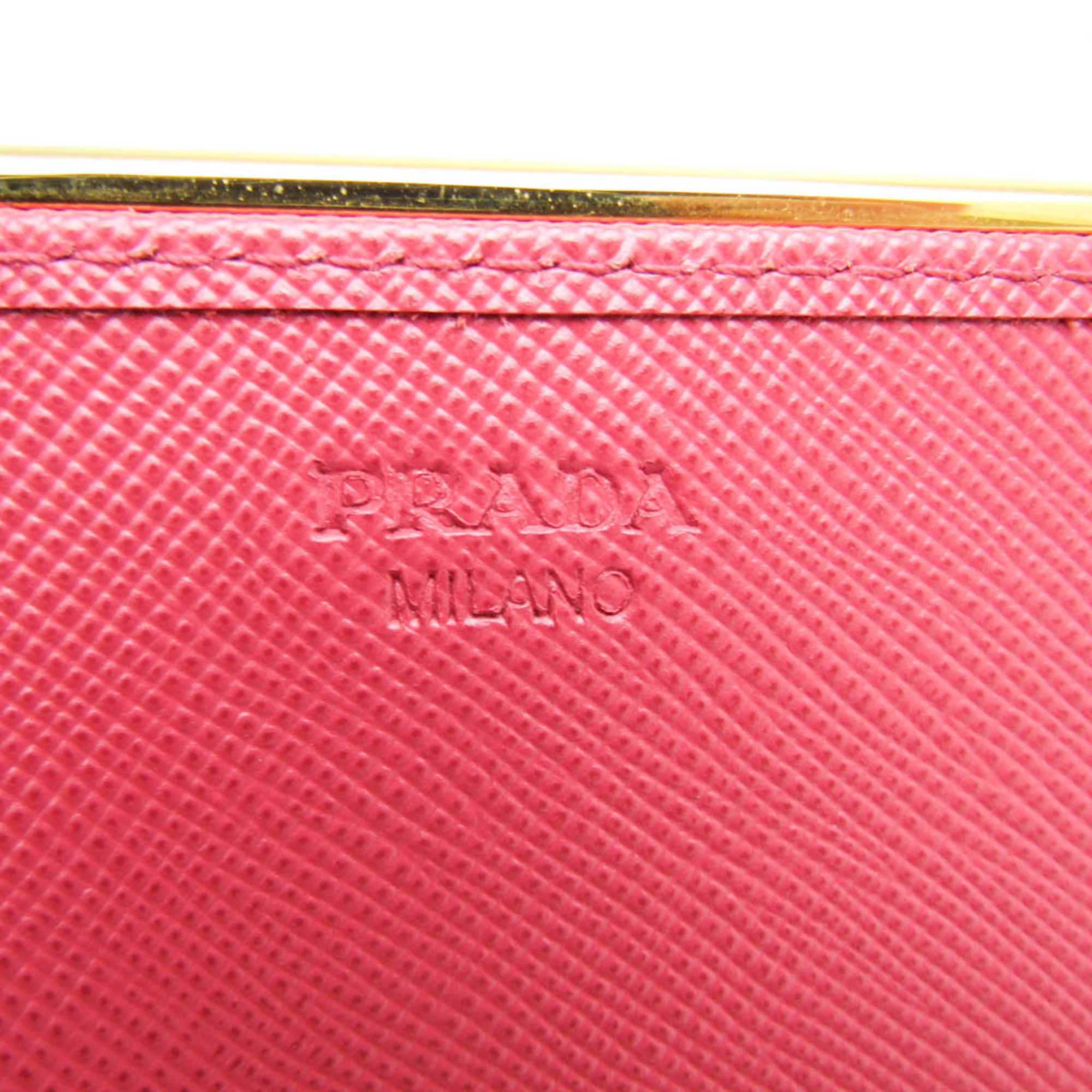 Prada 1M1311 Women's Saffiano Metal Long Wallet (bi-fold) Peonia