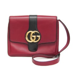 Gucci Arli 550126 Women's Leather Shoulder Bag Black,Dark Red