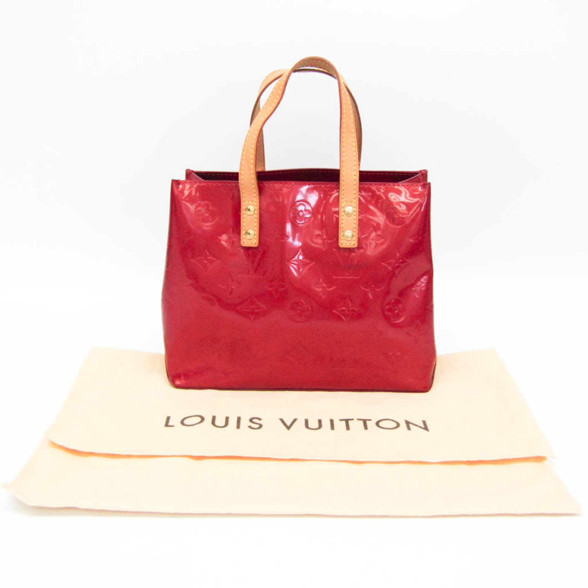 Louis Vuitton Monogram Vernis Reade PM M91990 Women's Handbag Pomme D'amour