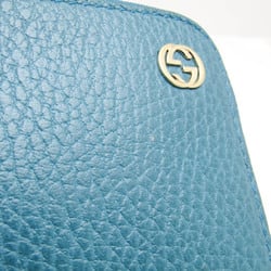 Gucci Interlocking G 449347 Women,Men Leather Long Wallet (bi-fold) Blue Green