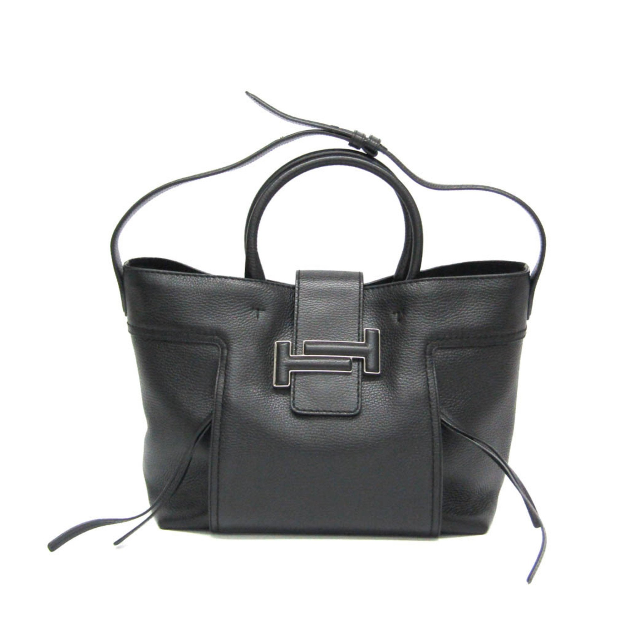 Tod's Double T Shopping Bag Women's Leather Handbag,Tote Bag Black