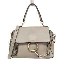 Chloé FAYE DAY Women's Leather Handbag,Shoulder Bag Gray Beige