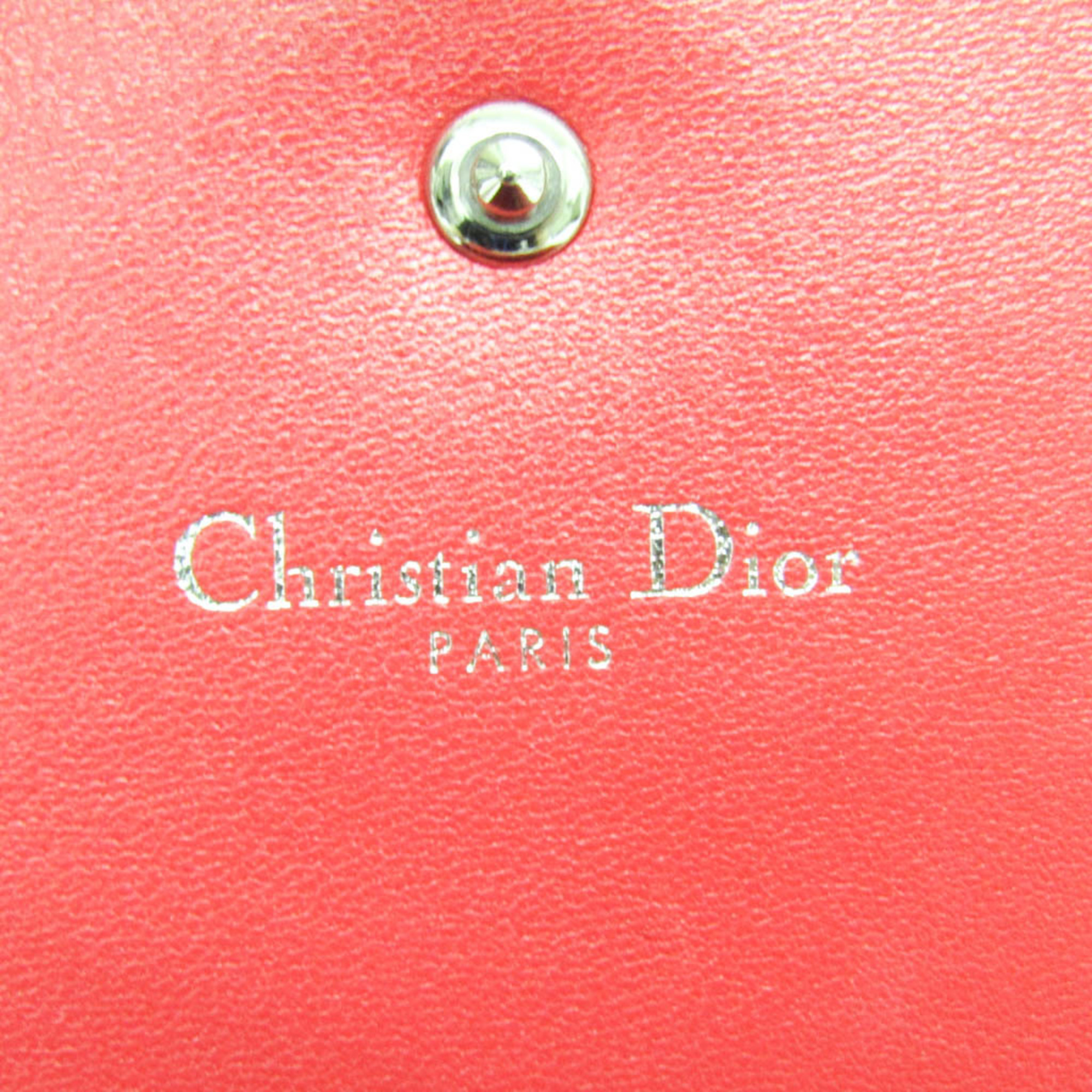 Christian Dior Diorama S0311PVRG Women's Leather Chain/Shoulder Wallet Red Color