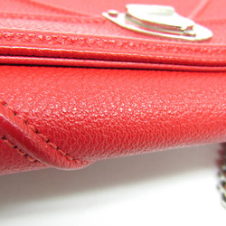 Christian Dior Diorama S0311PVRG Women's Leather Chain/Shoulder Wallet Red Color