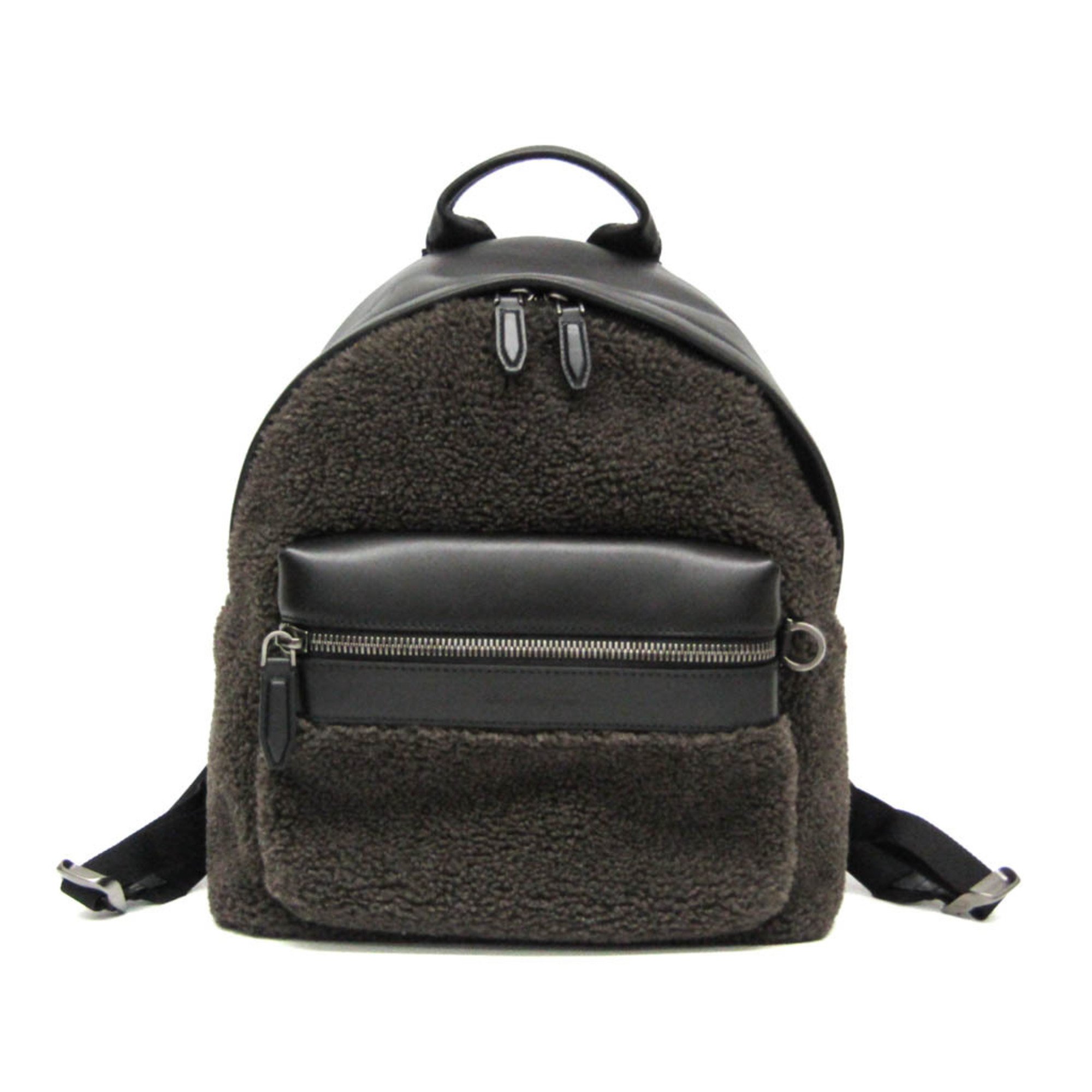 Salvatore Ferragamo FZ-24 0985 Women,Men Leather,Leather Backpack Black,Dark Brown