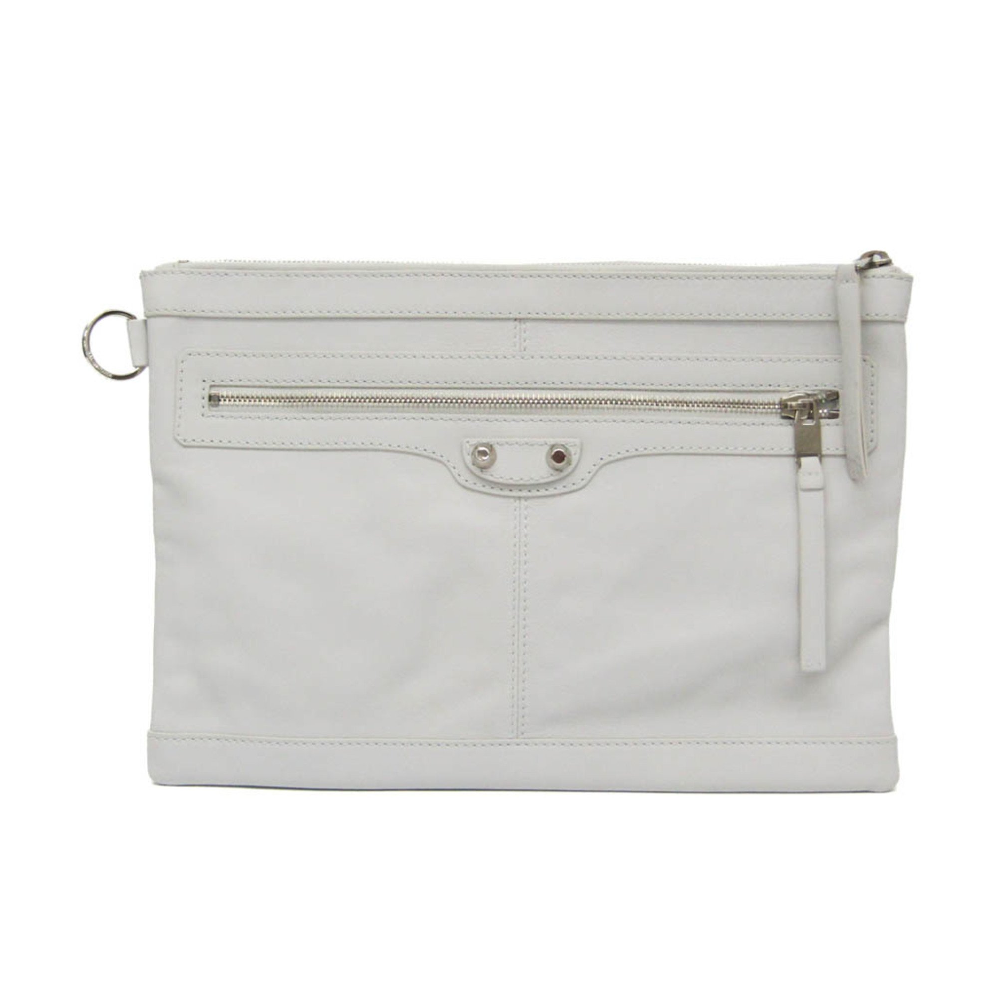 Balenciaga Classic Clip M 273022 Women,Men Leather Clutch Bag White