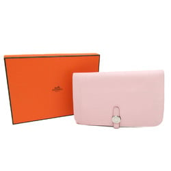 Hermes Dogon Duo 050896CK3Q Women's Swift Leather Long Wallet (bi-fold) Rose Sakura