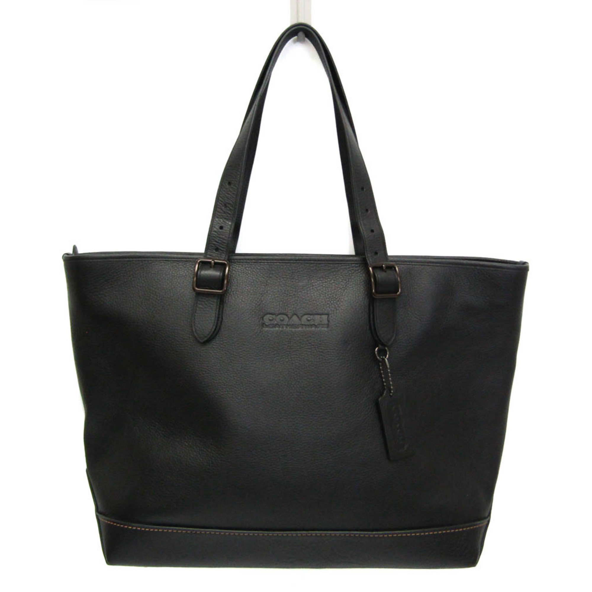 Coach Trim Carriage Tote C9726 Women,Men Leather Tote Bag Black