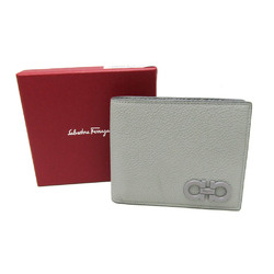 Salvatore Ferragamo Gancini JL-66 1151 Men's Leather Middle Wallet (bi-fold) Gray