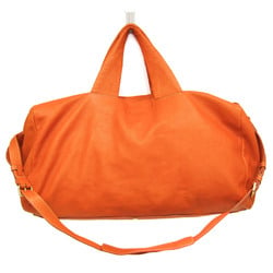 Prada VS0315 Women,Men Leather Boston Bag Orange