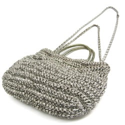 Anteprima Ribbon Women's Wire,Satin Handbag,Shoulder Bag Clear,Light Gray,Silver