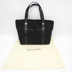 Bvlgari Logomania Women's Canvas,Leather Tote Bag Black