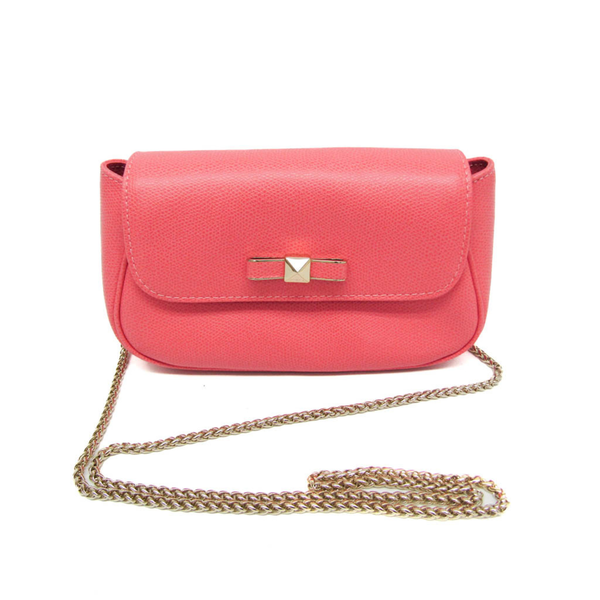 Furla Ribbon Chain Women's Leather Shoulder Bag Salmon Pink