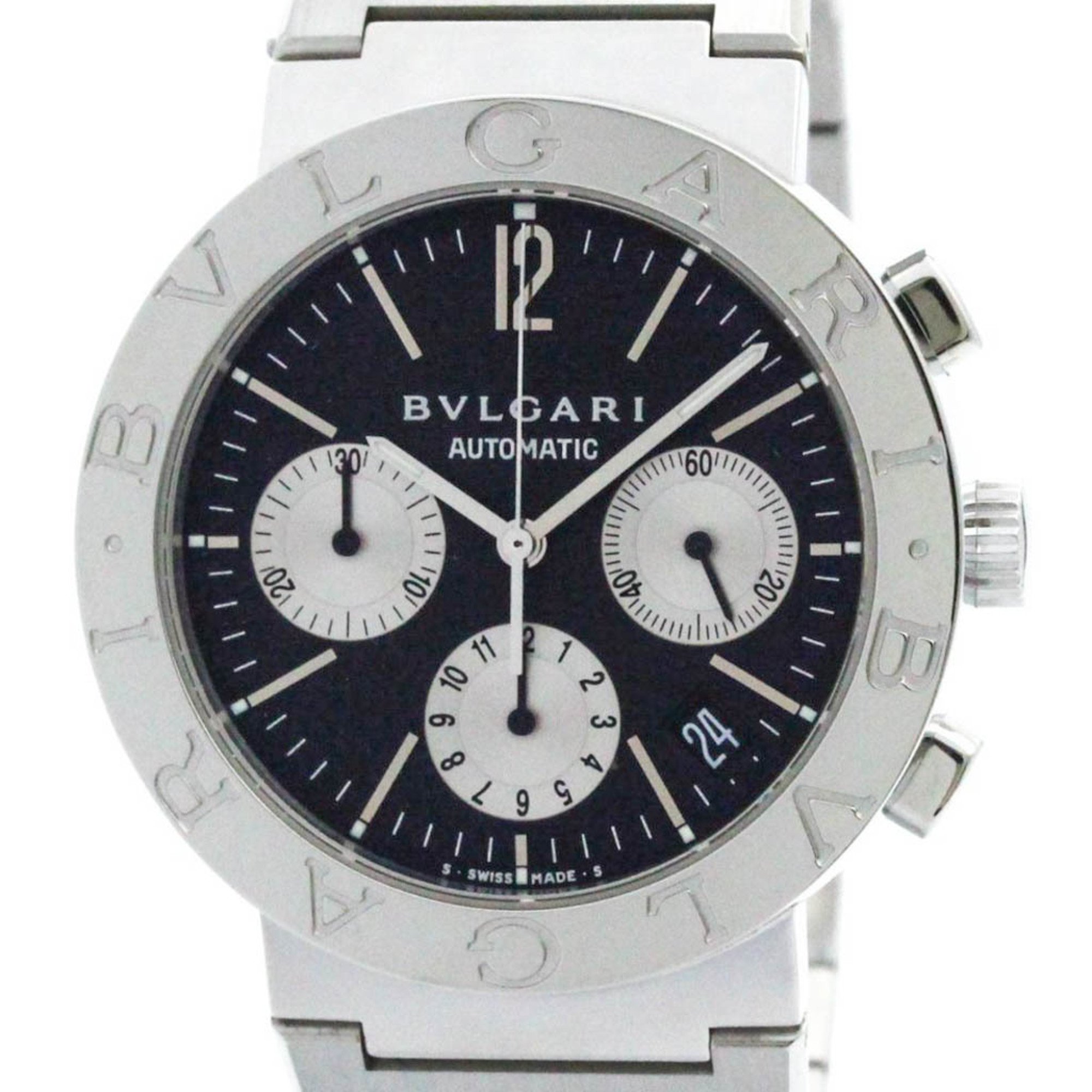 Polished BVLGARI BVLGARI-BVLGARI Chronograph Automatic Watch BB38SSCH BF573178