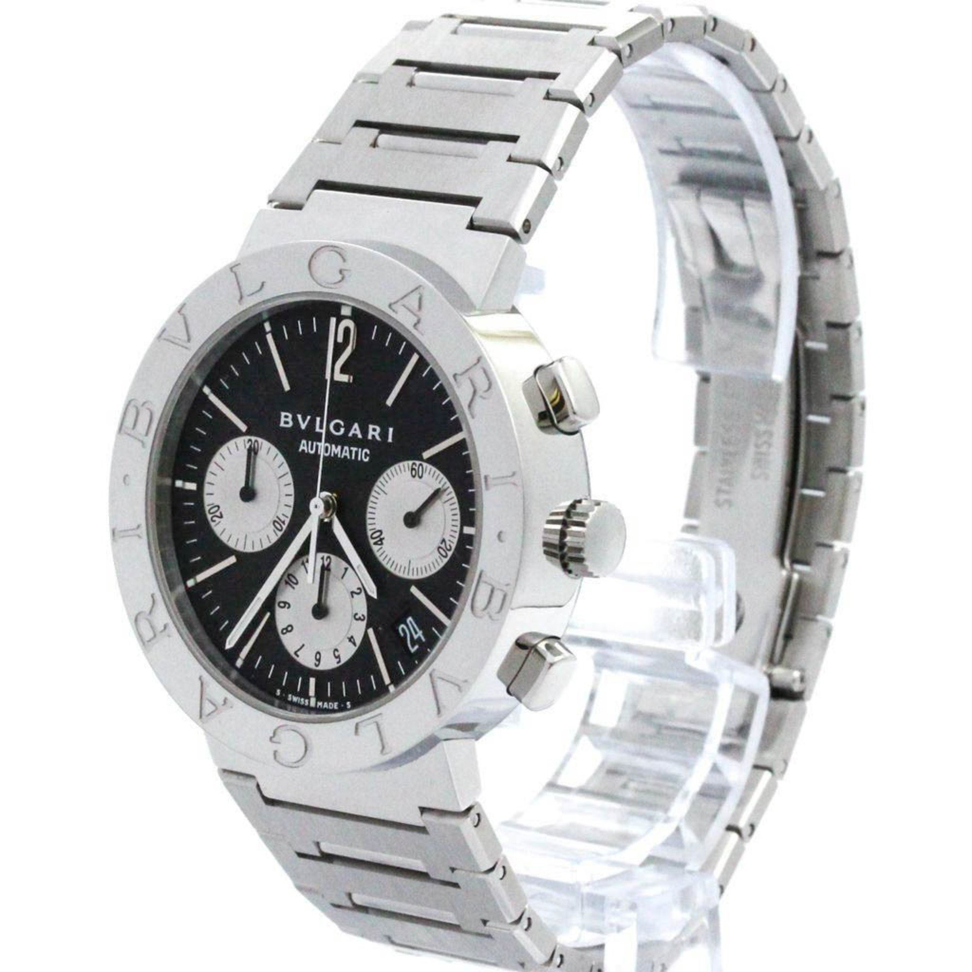 Polished BVLGARI BVLGARI-BVLGARI Chronograph Automatic Watch BB38SSCH BF573178