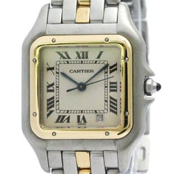 Polished CARTIER Panthere MM 1Row 18K Gold Steel Quartz Mid Size Watch BF568322