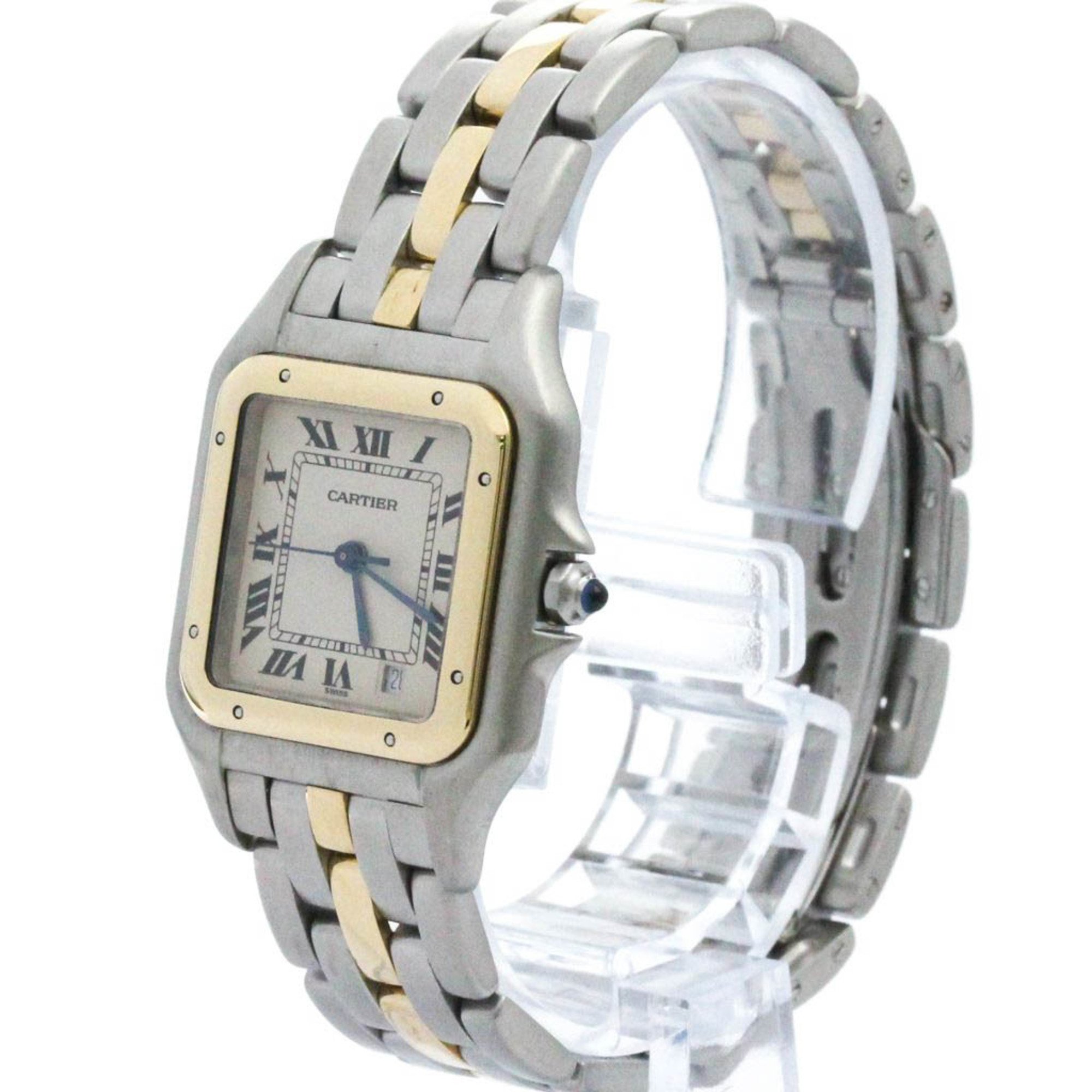 Polished CARTIER Panthere MM 1 Row 18K Gold Stainless Steel Ladies Watch BF568322