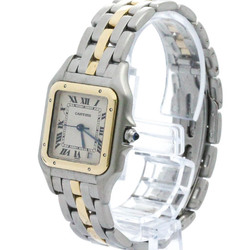 Polished CARTIER Panthere MM 1Row 18K Gold Steel Quartz Mid Size Watch BF568322