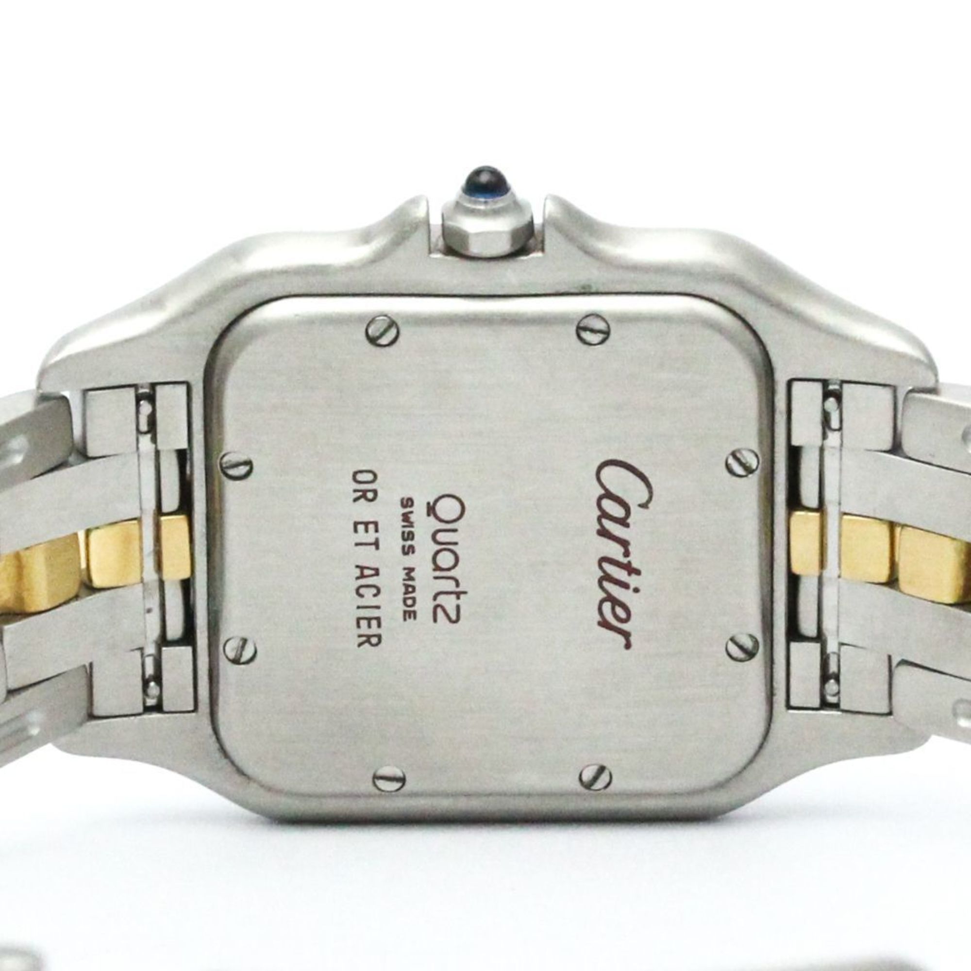 Polished CARTIER Panthere MM 1Row 18K Gold Steel Quartz Mid Size Watch BF568322