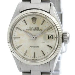 Vintage ROLEX Oyster Perpetual Date 6517 White Gold Steel Ladies Watch BF575184