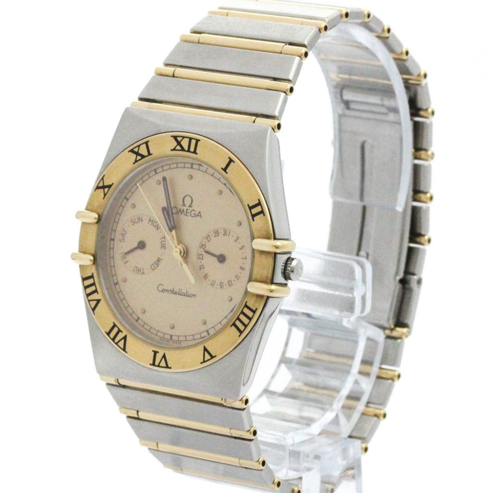 Polished OMEGA Constellation 18K Gold Steel Quartz Mens Watch 396.1070 BF573626