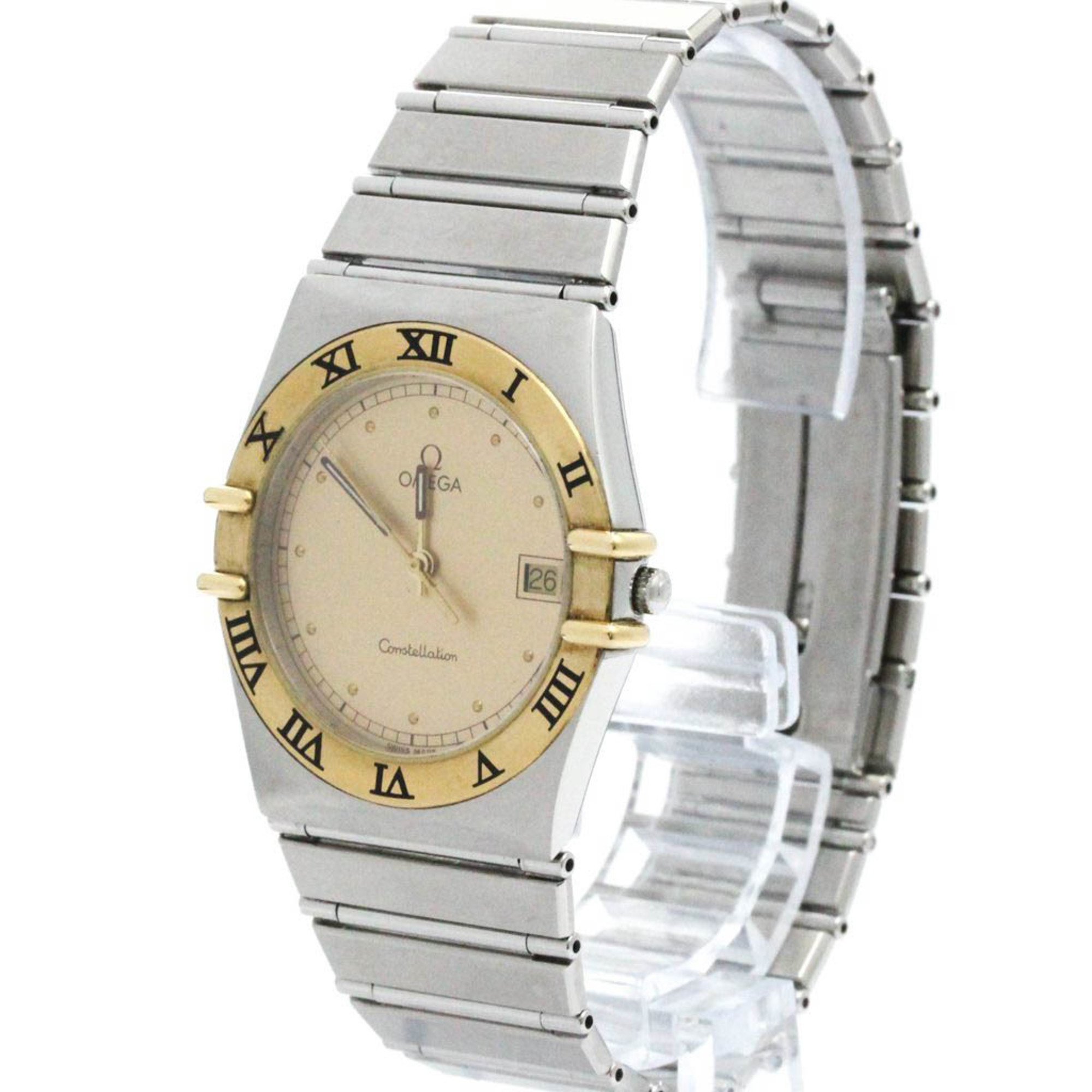 Polished OMEGA Constellation 18K Gold Steel Quartz Mens Watch 396.1070 BF571783