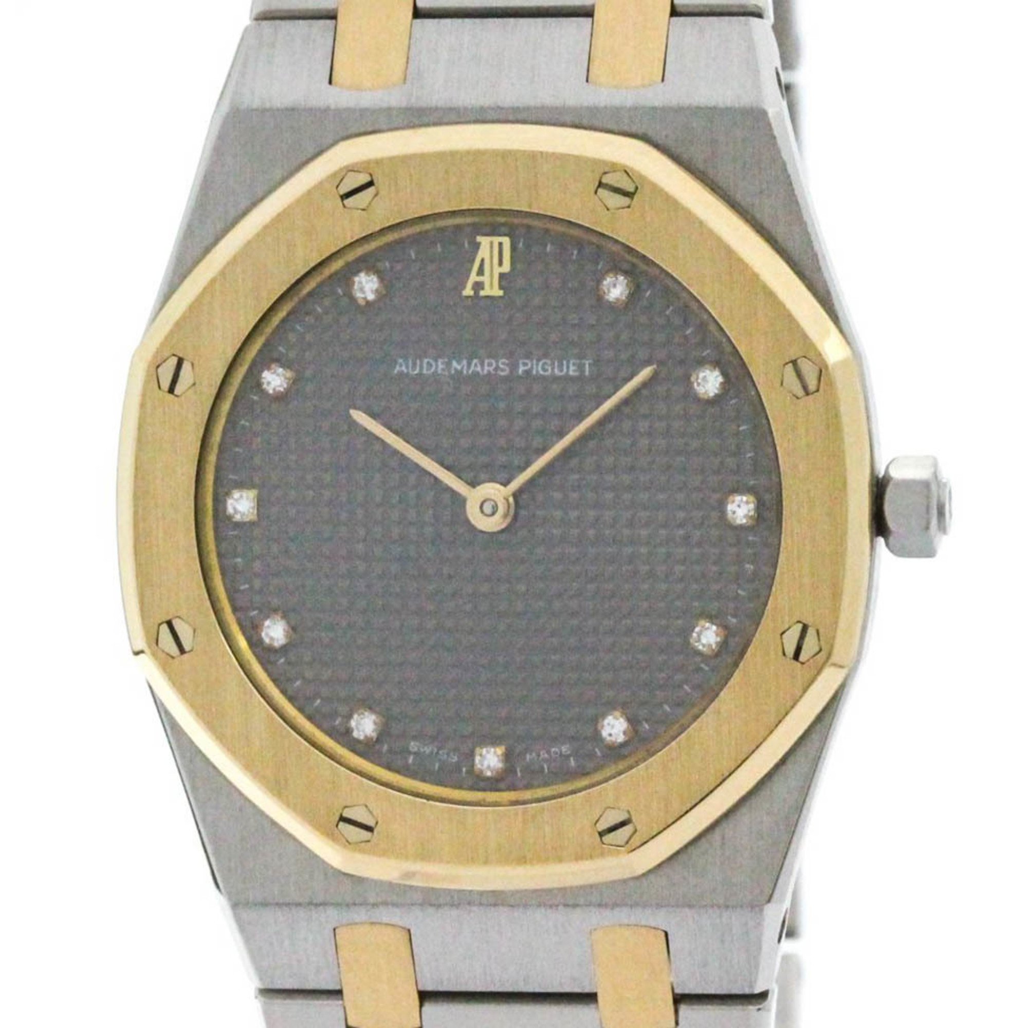 Polished AUDEMARS PIGUET Royal Oak Diamond 18K Gold Steel Quartz Watch BF562262