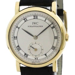 Polished IWC Portofino 18K Gold Leather Hand-Winding Mens Watch 2533 BF574181