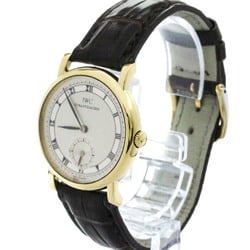 Polished IWC Portofino 18K Gold Leather Hand-Winding Mens Watch 2533 BF574181