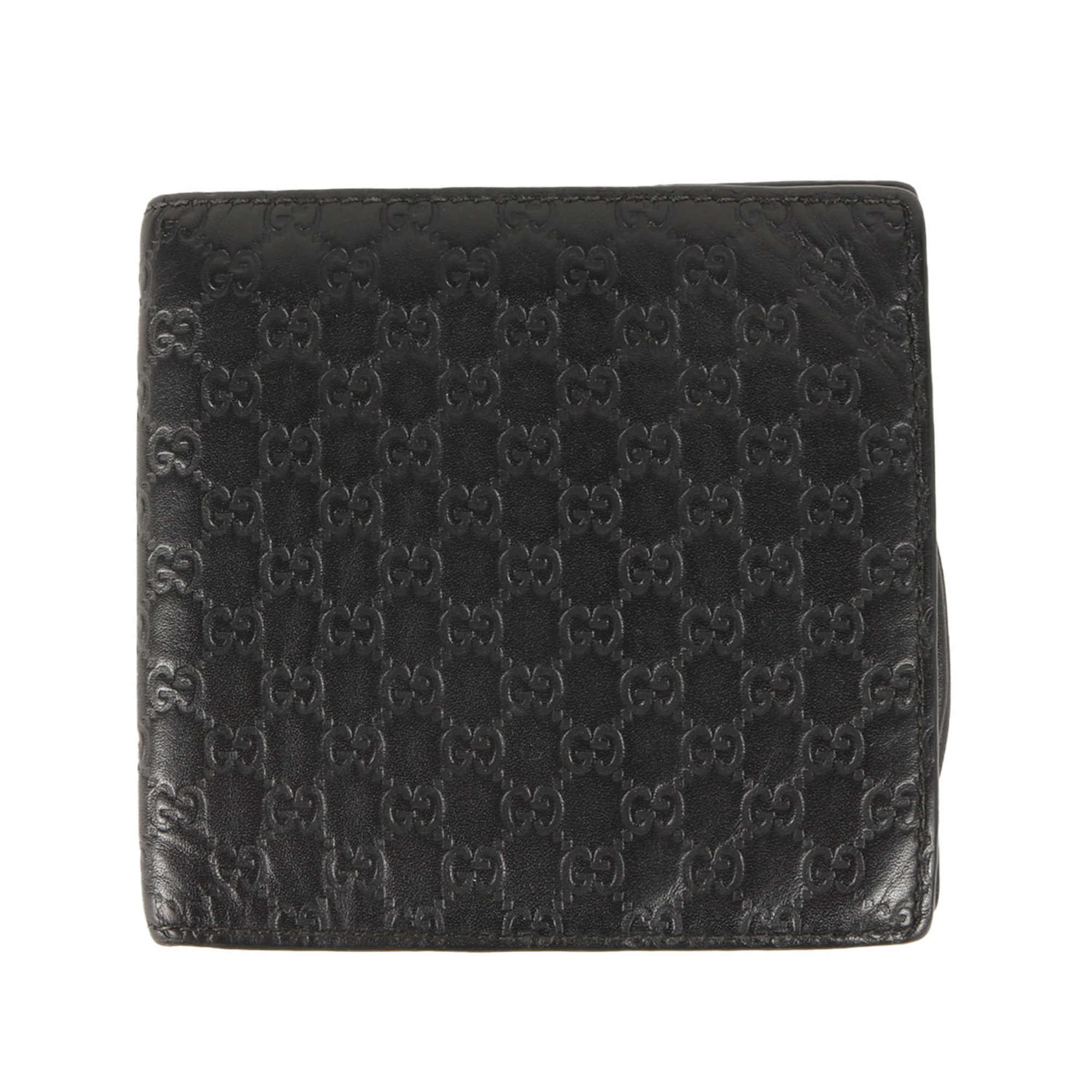 GUCCI Micro GG Leather Bi-fold Wallet (150413) Wallet, Billfold, Card Case, Coin Guccissima, Black, Men's