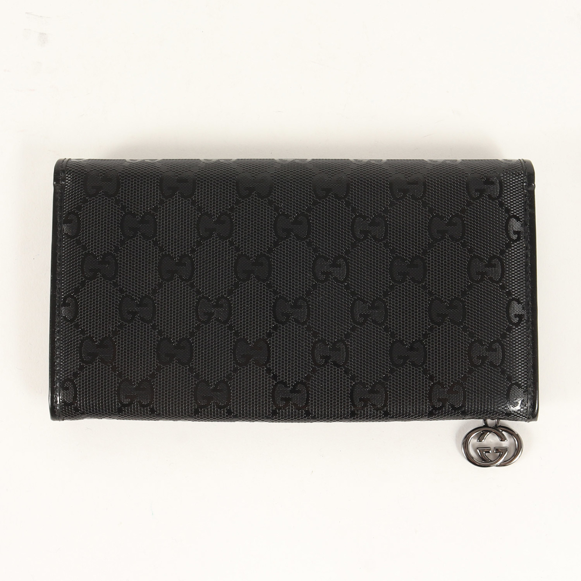 GUCCI Interlocking GG Imprime Long Wallet (212109) PVC Coated Canvas Billfold Coin Case Card Black Men's