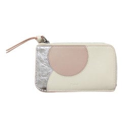 Chloé Chloe 24 Cow Leather Fragment Case MOONA Coin Purse Card Moona Off-White Pink Silver Women's