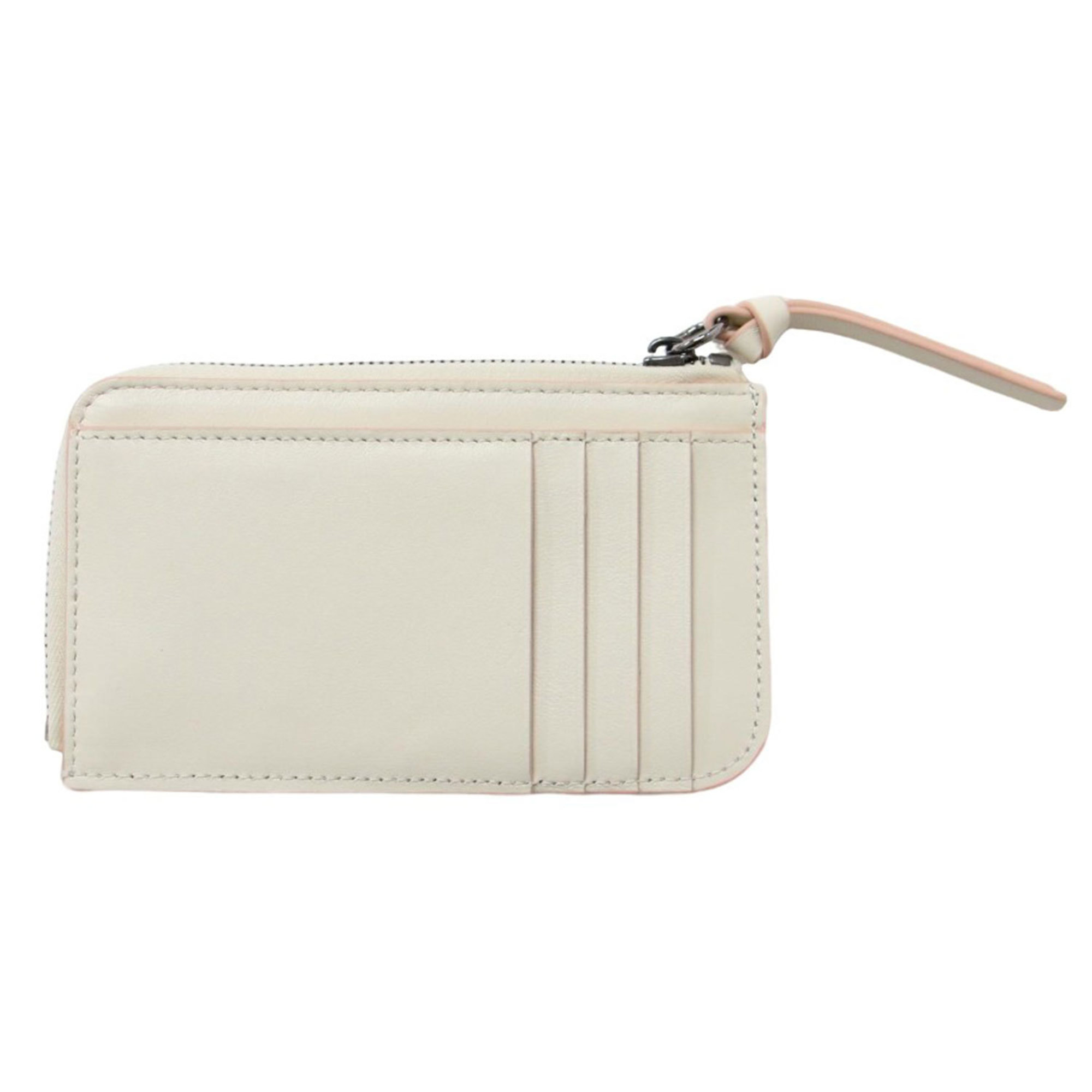 Chloé Chloe 24 Cow Leather Fragment Case MOONA Coin Purse Card Moona Off-White Pink Silver Women's