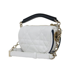 Christian Dior Vibe Micro Hobo Lambskin Shoulder Bag White Handbag Quilted Chain Women's