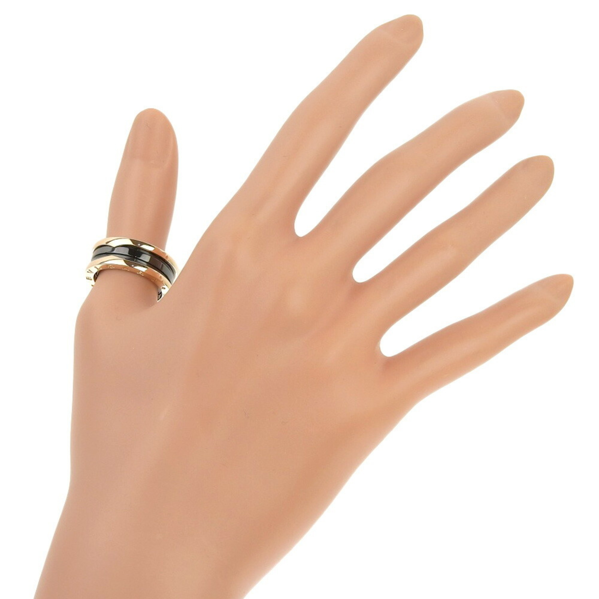 BVLGARI B-zero1 Ring, size 16.5, B-zero1, K18 pink gold x ceramic, approx. 9.3g, unisex