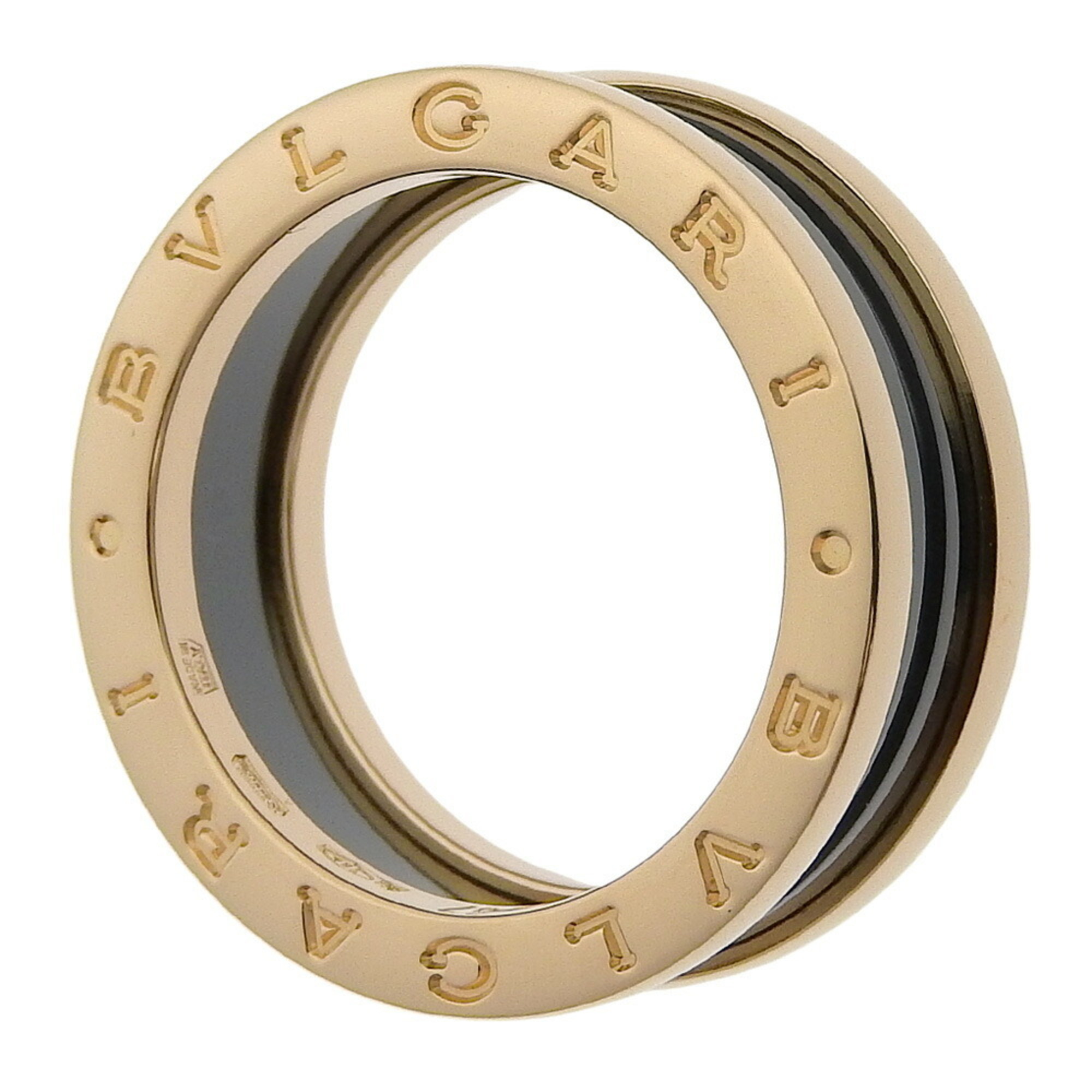 BVLGARI B-zero1 Ring, size 16.5, B-zero1, K18 pink gold x ceramic, approx. 9.3g, unisex