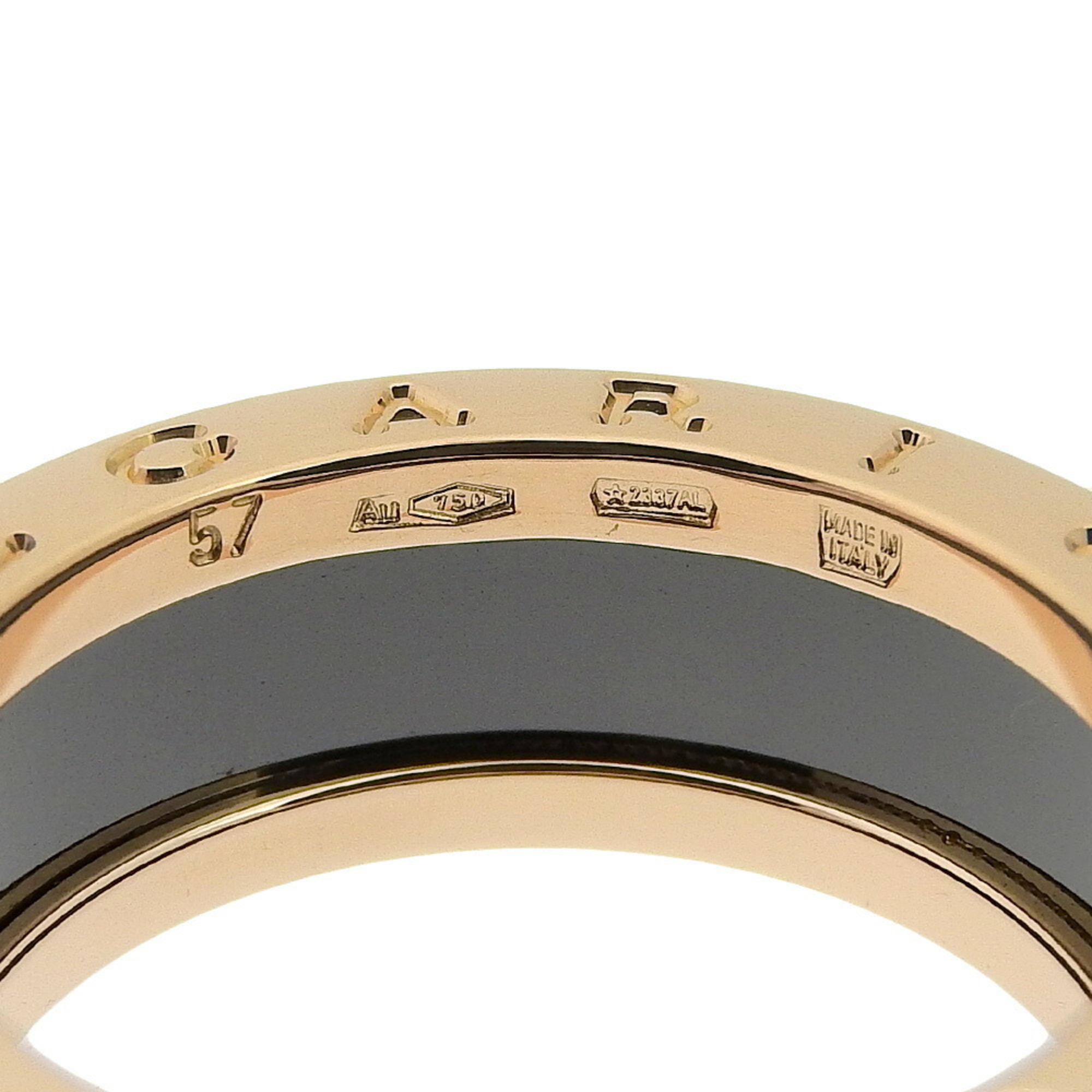 BVLGARI B-zero1 Ring, size 16.5, B-zero1, K18 pink gold x ceramic, approx. 9.3g, unisex