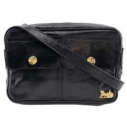 CELINE Horse Carriage Shoulder Bag Old Celine Calf Black A5 Hose Women's