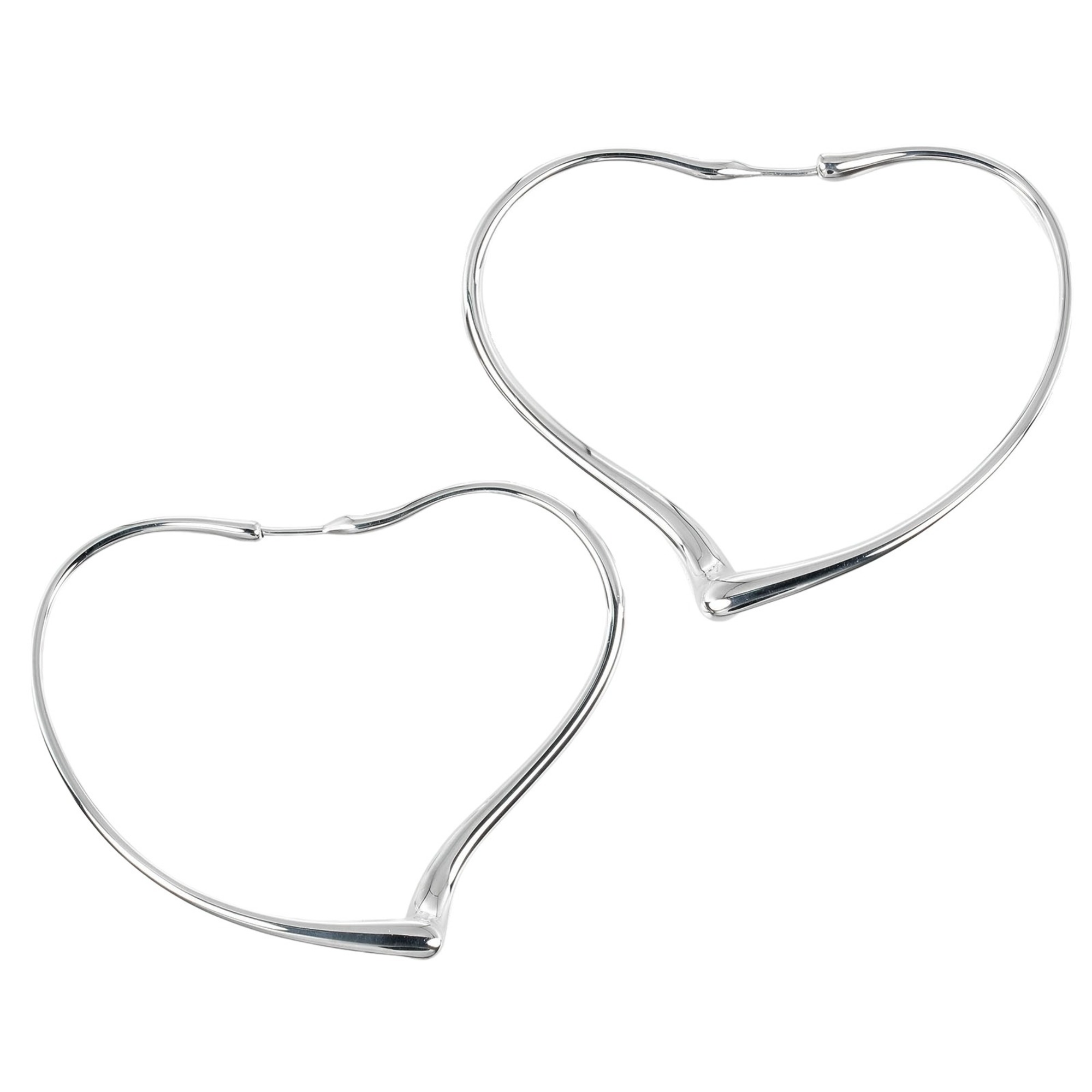 Tiffany & Co. Heart Hoop Earrings, 925 Silver, Approx. 8.74g