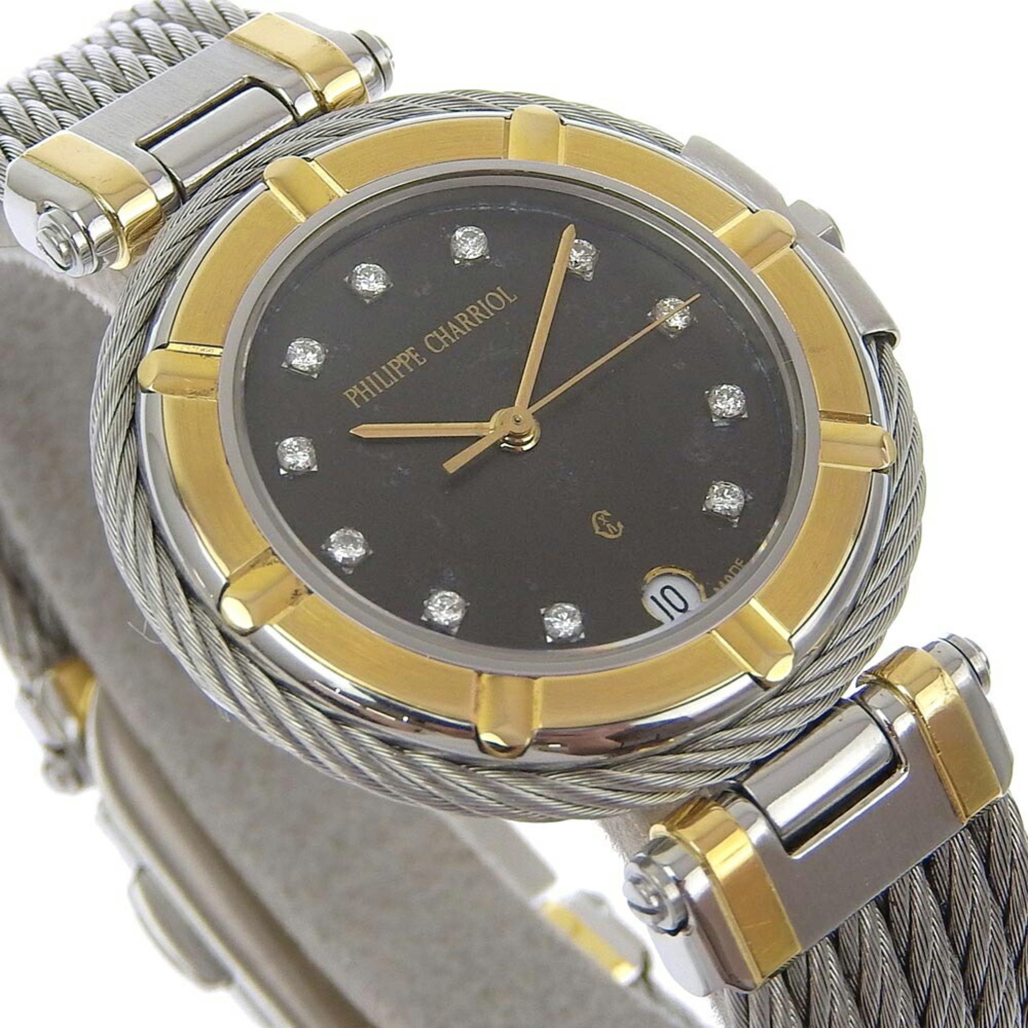 PHILIPPE CHARRIOL Celtic Watch 11.93.678 Stainless Steel Gold Quartz Analog Display Black Dial Boys S140124800